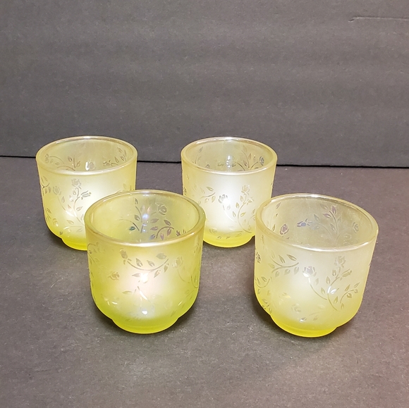 Vintage Yellow Iridescent Candle Holders - Picture 3 of 8